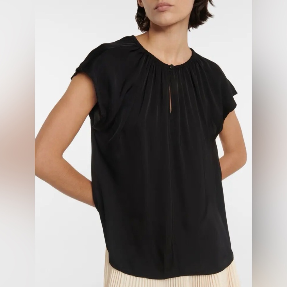 NWT VELVET by GRAHAM & SPENCER Odette Satin Blouse M Black - Picture 4 of 8